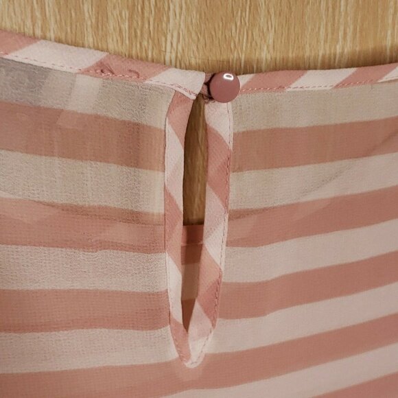 Loft Womens Pink White Stripe Sheer Blouse XS - Picture 6 of 8